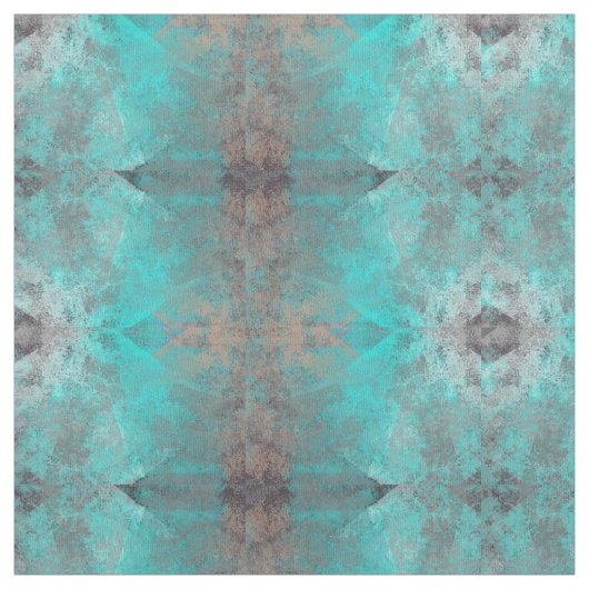 Aqua Blue Turquoise und Gray Motif Stoff (Muster)