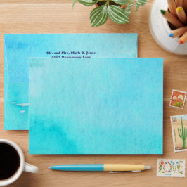 Aqua Blue Turquoise Wasserfarbe Rücksendeadresse