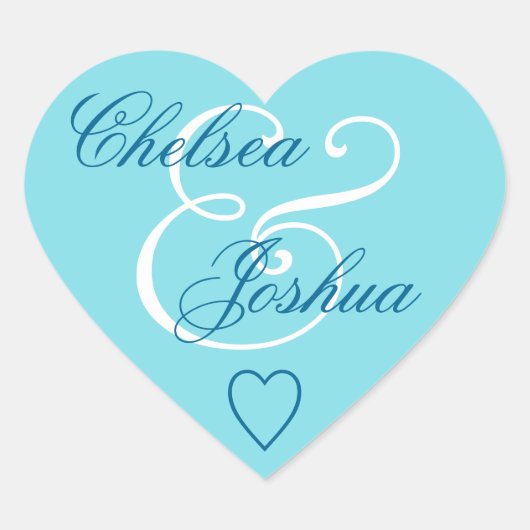 Aqua Blue Umschlag Aufkleber Wedding Heart V08 (Vorderseite)