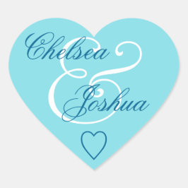 Aqua Blue Umschlag Aufkleber Wedding Heart V08