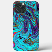 Aqua Blue und Black Groovy Abstraktes Retro Kunst, Case-Mate iPhone Hülle (Rückseite)