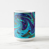 Aqua Blue und Black Groovy Abstraktes Retro Kunst, Kaffeetasse (Mittel)