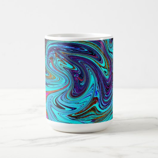 Aqua Blue und Black Groovy Abstraktes Retro Kunst, Kaffeetasse (Mittel)