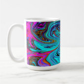 Aqua Blue und Black Groovy Abstraktes Retro Kunst, Kaffeetasse (Links)