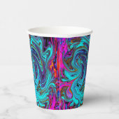 Aqua Blue und Black Groovy Abstraktes Retro Kunst, Pappbecher (Rechts)