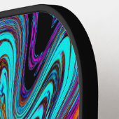 Aqua Blue und Black Groovy Abstraktes Retro Kunst, Pickleball Schläger (Linke Seite)