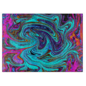 Aqua Blue und Black Groovy Abstraktes Retro Kunst, Schneidebrett (Vorderseite)
