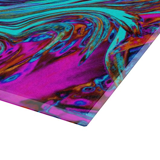 Aqua Blue und Black Groovy Abstraktes Retro Kunst, Schneidebrett (Ecke)