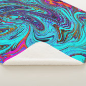 Aqua Blue und Black Groovy Abstraktes Retro Kunst, Sherpadecke (3/4)