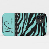 Aqua Blue und Black Zebra Muster Case-Mate iPhone Hülle (Rückseite (Horizontal))