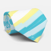 Aqua Blue und Gelb Diagonal Striped Men Krawatte (Gerollt)