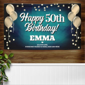 Aqua Blue und Gold Happy Birthday Banner