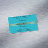 Aqua Blue und Gold Streifen Muster Magnetische Visitenkarte (Beispiel)