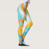 Aqua Blue und Gold Wasserfarben Leggings (Rechts)
