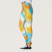 Aqua Blue und Gold Wasserfarben Leggings (Links)