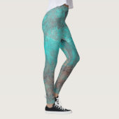 Aqua Blue und Gray Paint Splash gestört Leggings (Rechts)