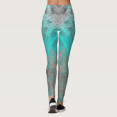 Aqua Blue und Gray Paint Splash gestört Leggings (Rückseite)