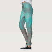 Aqua Blue und Gray Paint Splash gestört Leggings (Links)