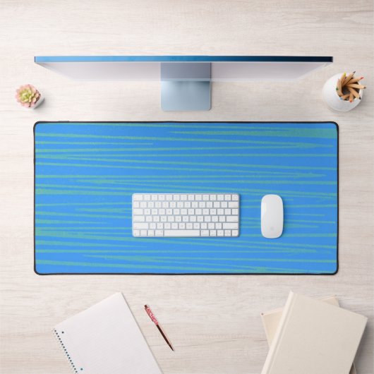 Aqua Blue und Green 70er Jahre Style Stripe Desk M Schreibtischunterlage (Büro 1)