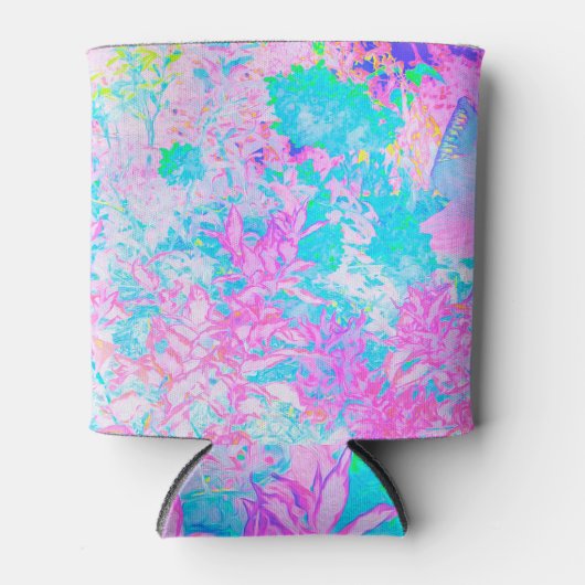 Aqua Blue und Hot Pink Hydrangea Landschaft Dosenkühler (Vorderseite)