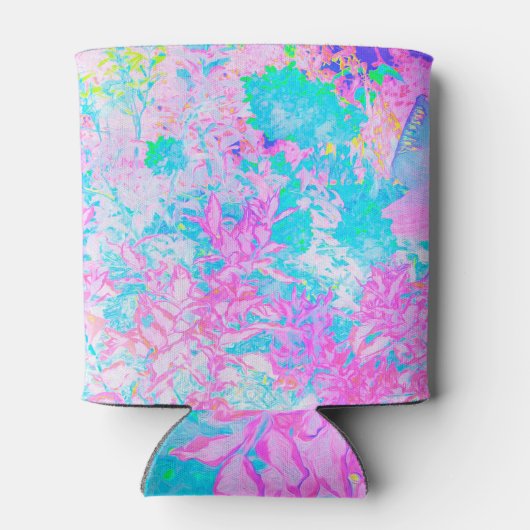 Aqua Blue und Hot Pink Hydrangea Landschaft Dosenkühler (Rückseite)