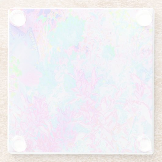 Aqua Blue und Hot Pink Hydrangea Landschaft Glasuntersetzer (Rückseite)