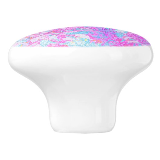 Aqua Blue und Hot Pink Hydrangea Landschaft Keramikknauf (Seitenansicht)