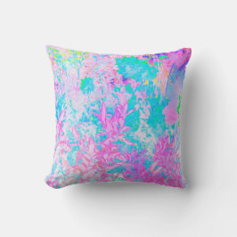 Aqua Blue und Hot Pink Hydrangea Landschaft Kissen