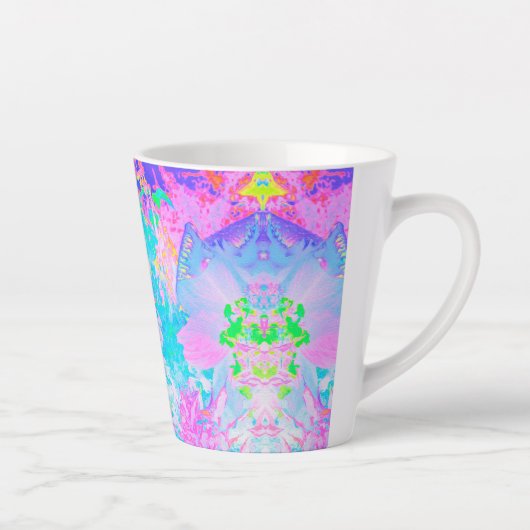 Aqua Blue und Hot Pink Hydrangea Landschaft Milchtasse (Rechts)