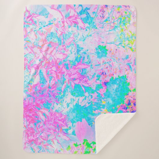 Aqua Blue und Hot Pink Hydrangea Landschaft Sherpadecke (Vorderseite)