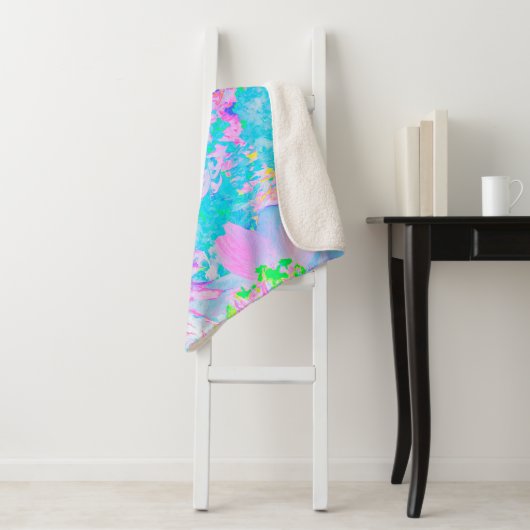 Aqua Blue und Hot Pink Hydrangea Landschaft Sherpadecke (Beispiel)