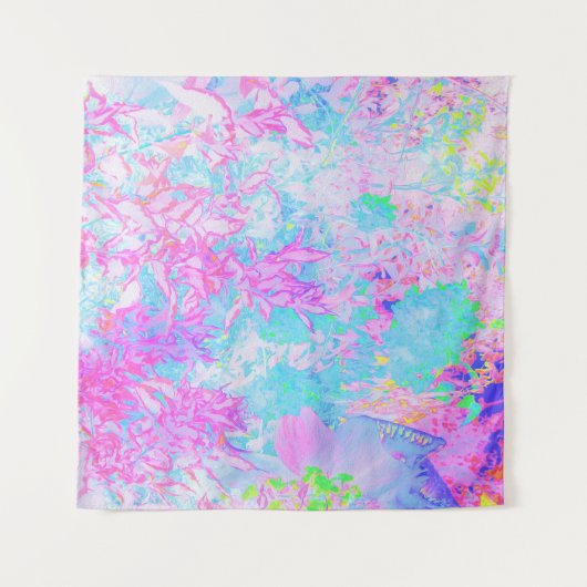 Aqua Blue und Hot Pink Hydrangea Landschaft Wandteppich (Vorderseite (Horizontal))