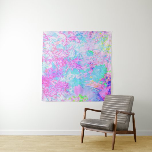 Aqua Blue und Hot Pink Hydrangea Landschaft Wandteppich (Beispiel (Horizontal))