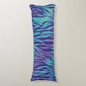 Aqua Blue und Lila Zebrastreifen Seitenschläferkissen (Vorderseite Vertikal)