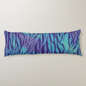 Aqua Blue und Lila Zebrastreifen Seitenschläferkissen (Rückseite)