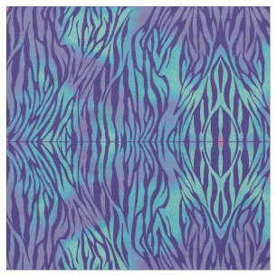Aqua Blue und Lila Zebrastreifen Stoff