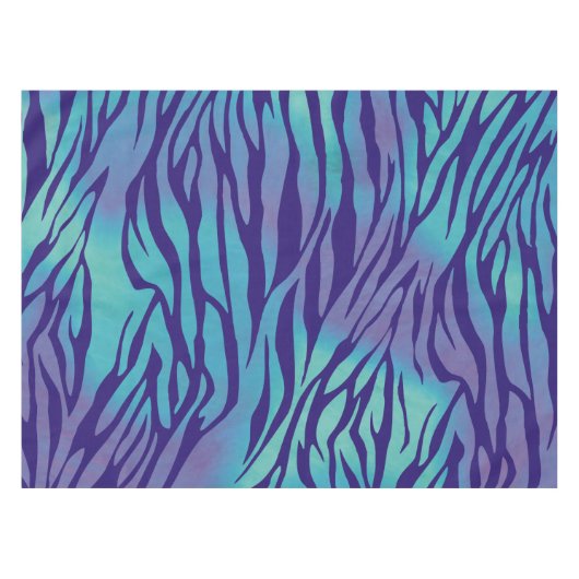 Aqua Blue und Lila Zebrastreifen Tischdecke (Vorderseite (Horizontal))