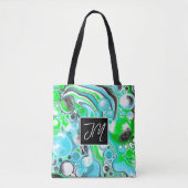 Aqua Blue und Lime Green Bubbles Tasche (Vorderseite)