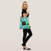 Aqua Blue und Lime Green Bubbles Tasche (Am Model)