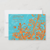 Aqua Blue und Orange Abstrakt Floral Response Card RSVP Karte (Rückseite)