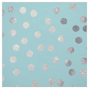 Aqua Blue und Silver Glitzer City Dots Stoff