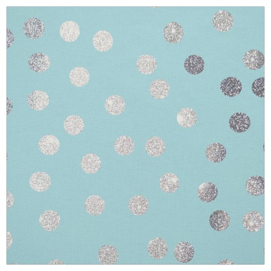 Aqua Blue und Silver Glitzer City Dots Stoff (Muster)