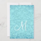 Aqua Blue und Silver Wedding Lace V200 Einladung (Rückseite)