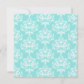 Aqua Blue und Taupe Damask Einladung (Rückseite)