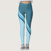Aqua Blue und Turquoise Diagonal Leggings (Vorderseite)