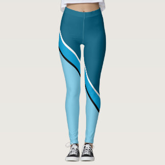Aqua Blue und Turquoise Diagonal Leggings