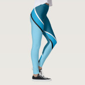 Aqua Blue und Turquoise Diagonal Leggings (Rechts)