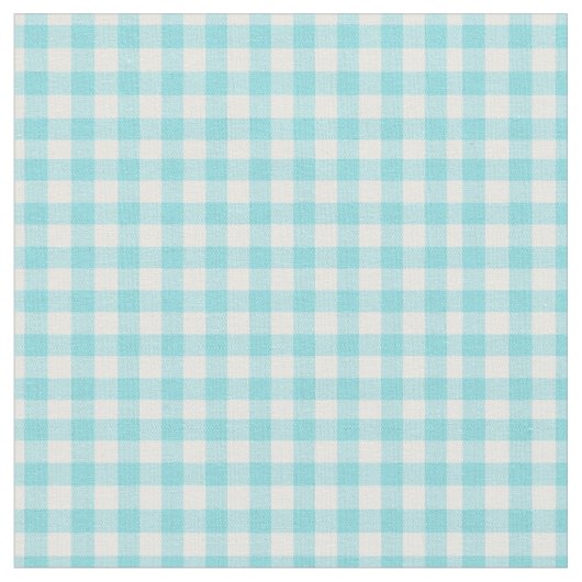 Aqua Blue und White Checkered Gingham Stoff (Nahaufnahme)