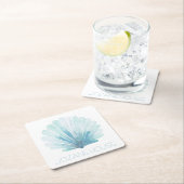 Aqua Blue und White Coastal Seashell Personalisier Rechteckiger Pappuntersetzer (Vor Ort)