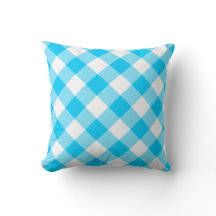 Aqua Blue und White Diagonal Gingham Pattern